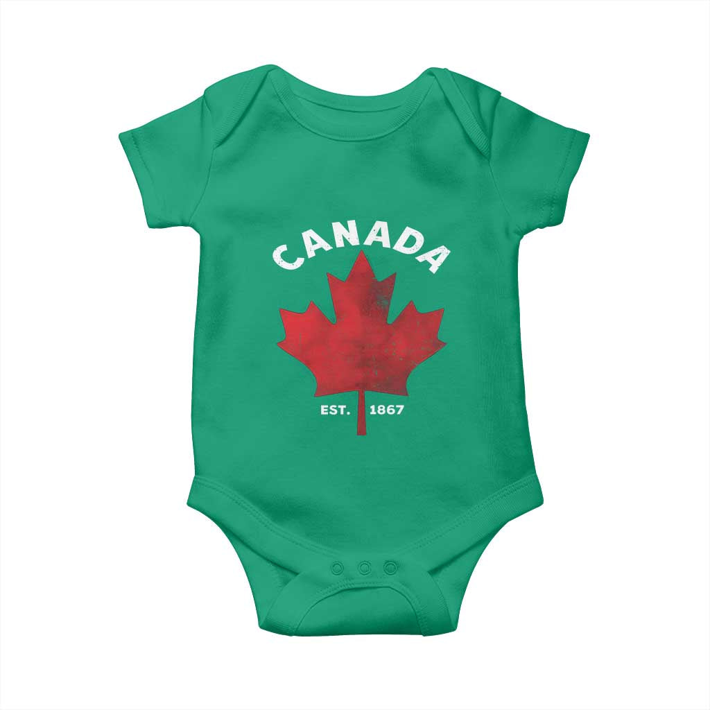 Funny Proud Canadian Canada EST 1867 Baby Onesie Vintage Maple Leaf - Wonder Print Shop