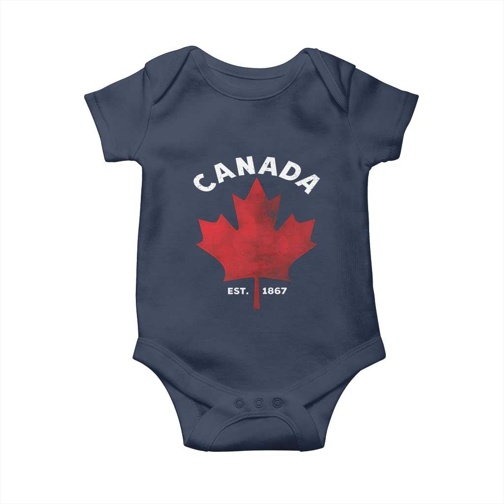 Funny Proud Canadian Canada EST 1867 Baby Onesie Vintage Maple Leaf - Wonder Print Shop