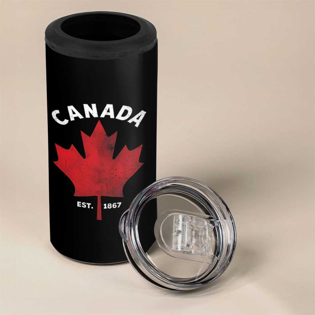 Funny Proud Canadian Canada EST 1867 4 in 1 Can Cooler Tumbler Vintage Maple Leaf - Wonder Print Shop