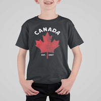 Funny Proud Canadian Canada EST 1867 T Shirt For Kid Vintage Maple Leaf - Wonder Print Shop