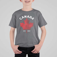 Funny Proud Canadian Canada EST 1867 T Shirt For Kid Vintage Maple Leaf - Wonder Print Shop
