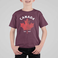 Funny Proud Canadian Canada EST 1867 T Shirt For Kid Vintage Maple Leaf - Wonder Print Shop