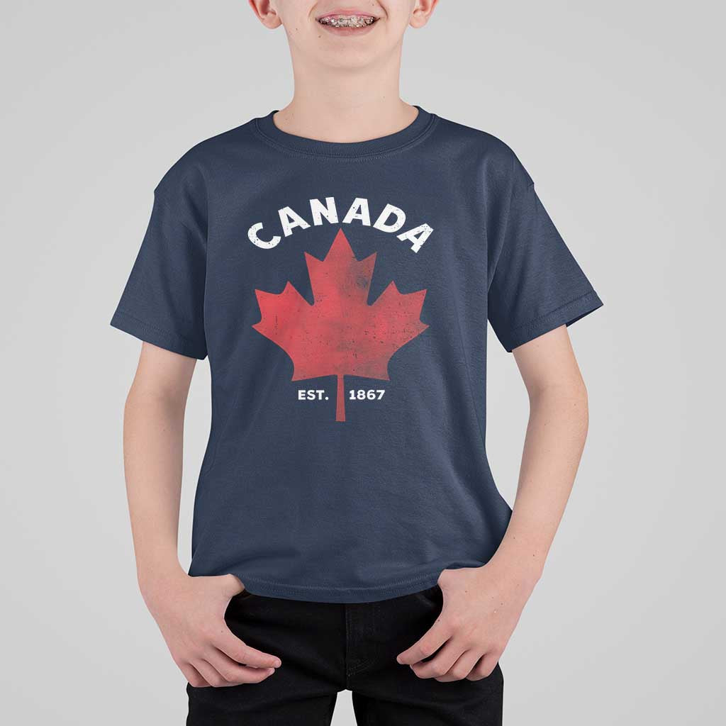 Funny Proud Canadian Canada EST 1867 T Shirt For Kid Vintage Maple Leaf - Wonder Print Shop
