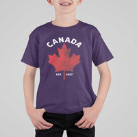 Funny Proud Canadian Canada EST 1867 T Shirt For Kid Vintage Maple Leaf - Wonder Print Shop