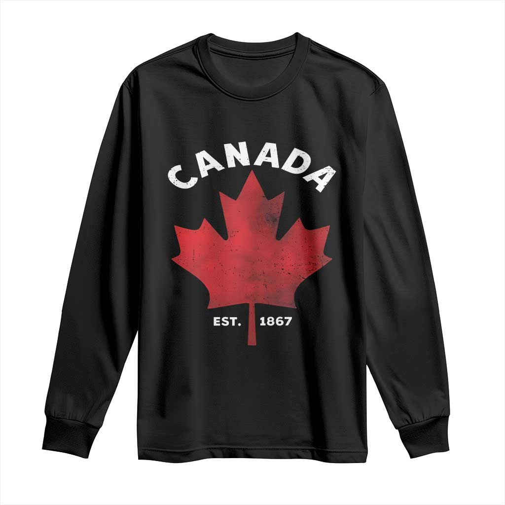 Funny Proud Canadian Canada EST 1867 Long Sleeve Shirt Vintage Maple Leaf - Wonder Print Shop