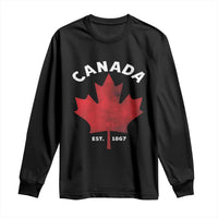 Funny Proud Canadian Canada EST 1867 Long Sleeve Shirt Vintage Maple Leaf - Wonder Print Shop