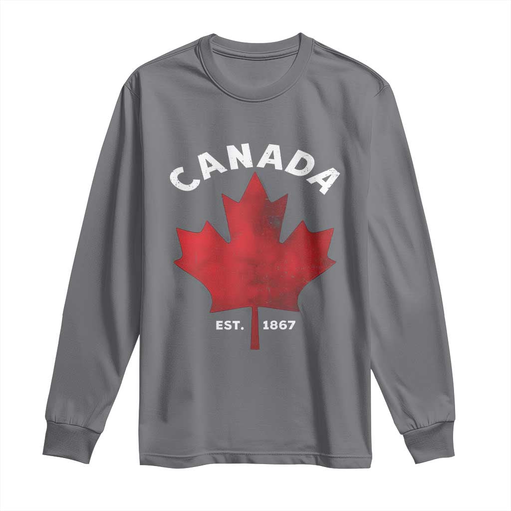 Funny Proud Canadian Canada EST 1867 Long Sleeve Shirt Vintage Maple Leaf - Wonder Print Shop
