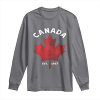 Funny Proud Canadian Canada EST 1867 Long Sleeve Shirt Vintage Maple Leaf - Wonder Print Shop