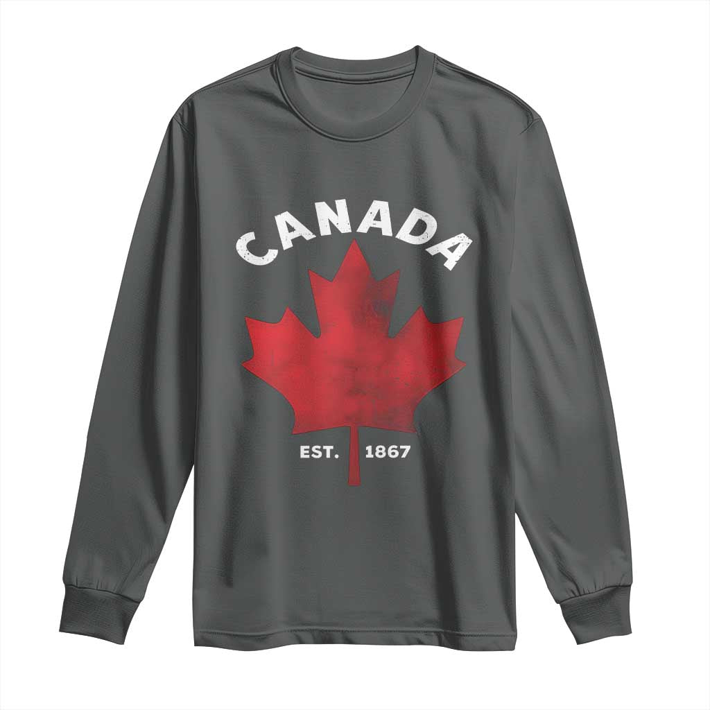 Funny Proud Canadian Canada EST 1867 Long Sleeve Shirt Vintage Maple Leaf - Wonder Print Shop