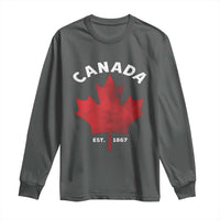 Funny Proud Canadian Canada EST 1867 Long Sleeve Shirt Vintage Maple Leaf - Wonder Print Shop
