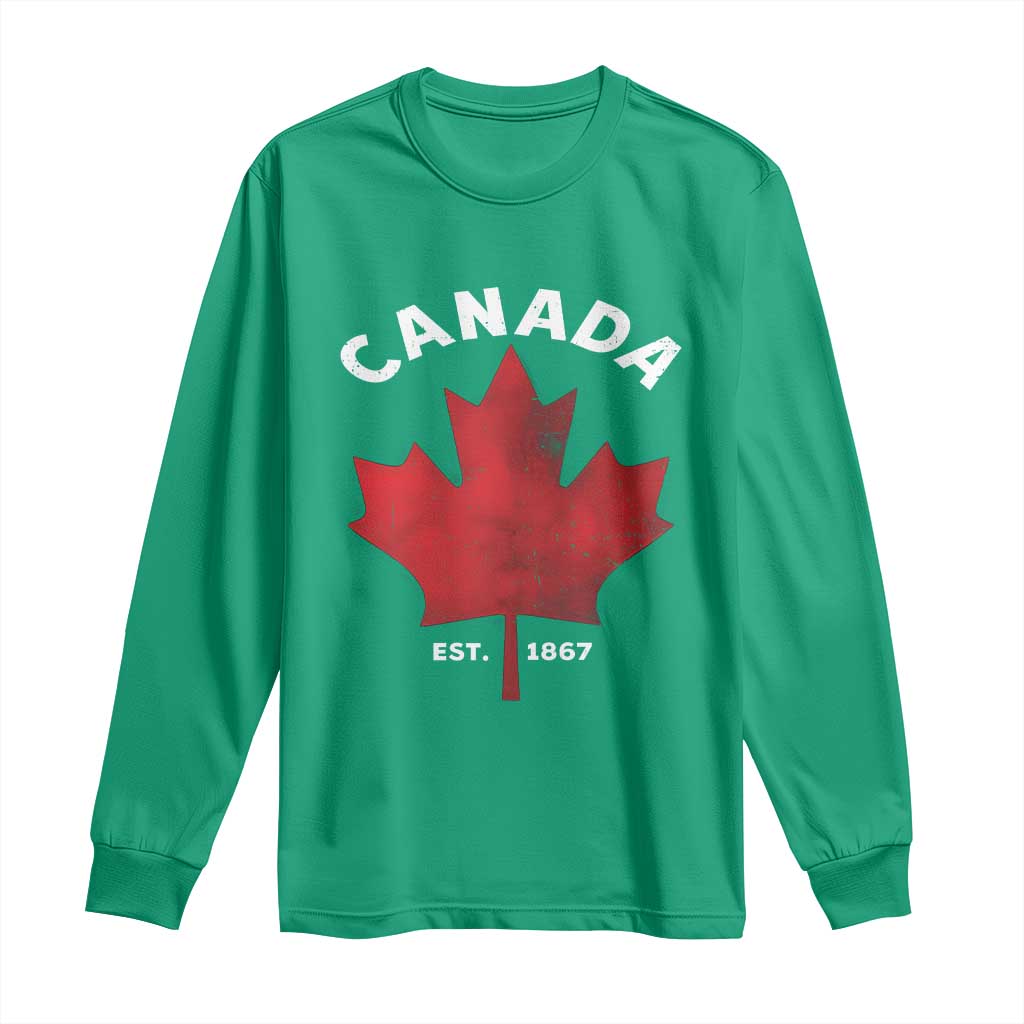 Funny Proud Canadian Canada EST 1867 Long Sleeve Shirt Vintage Maple Leaf - Wonder Print Shop