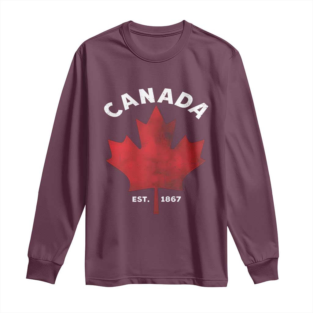 Funny Proud Canadian Canada EST 1867 Long Sleeve Shirt Vintage Maple Leaf - Wonder Print Shop