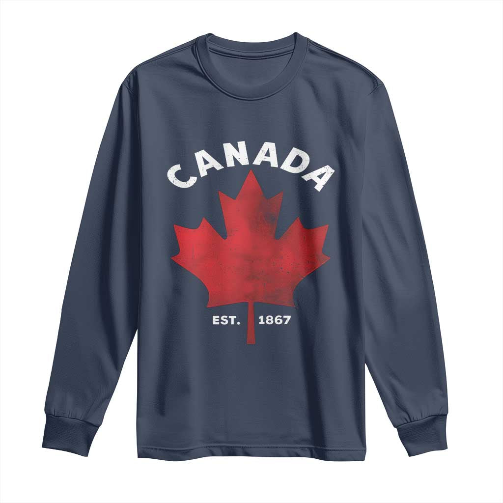 Funny Proud Canadian Canada EST 1867 Long Sleeve Shirt Vintage Maple Leaf - Wonder Print Shop