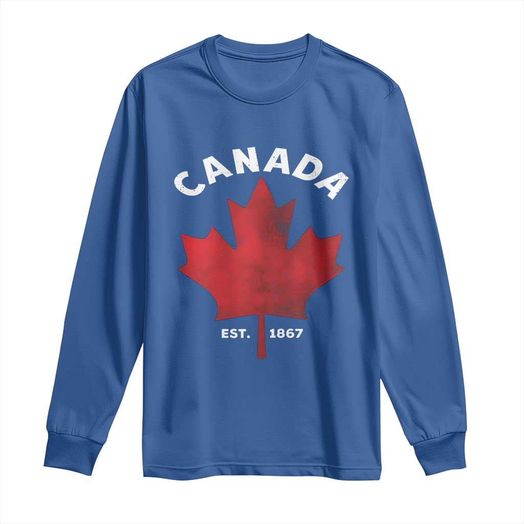 Funny Proud Canadian Canada EST 1867 Long Sleeve Shirt Vintage Maple Leaf - Wonder Print Shop