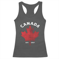 Funny Proud Canadian Canada EST 1867 Racerback Tank Top Vintage Maple Leaf - Wonder Print Shop