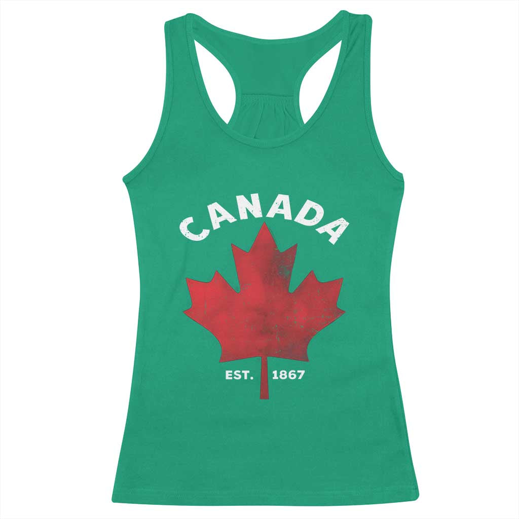 Funny Proud Canadian Canada EST 1867 Racerback Tank Top Vintage Maple Leaf - Wonder Print Shop