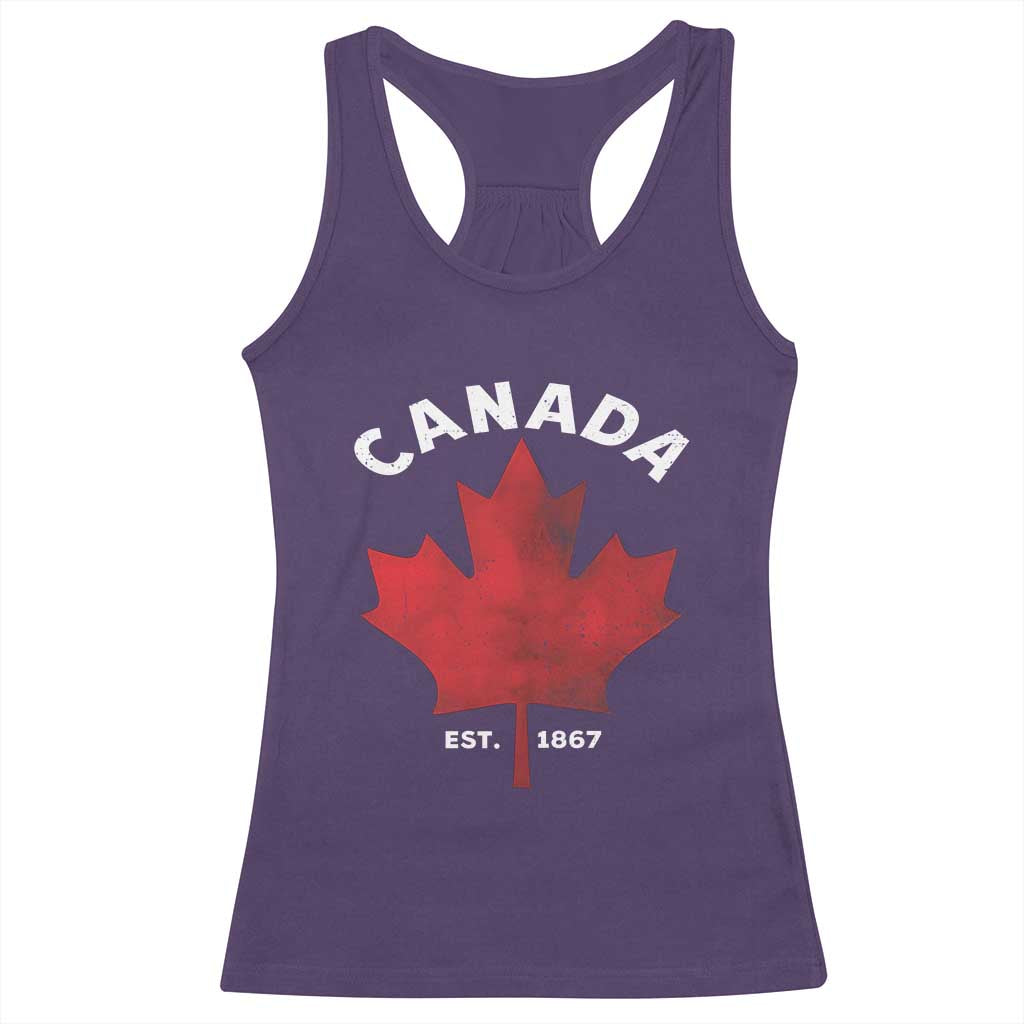 Funny Proud Canadian Canada EST 1867 Racerback Tank Top Vintage Maple Leaf - Wonder Print Shop