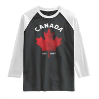 Funny Proud Canadian Canada EST 1867 Raglan Shirt Vintage Maple Leaf - Wonder Print Shop