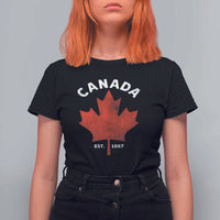 Funny Proud Canadian Canada EST 1867 T Shirt For Women Vintage Maple Leaf - Wonder Print Shop