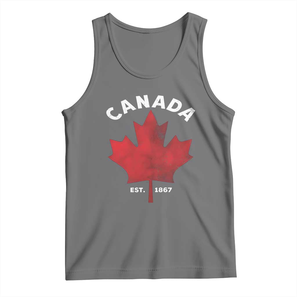 Funny Proud Canadian Canada EST 1867 Tank Top Vintage Maple Leaf - Wonder Print Shop