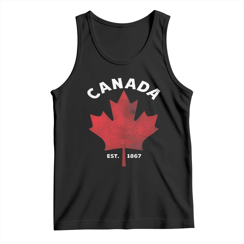 Funny Proud Canadian Canada EST 1867 Tank Top Vintage Maple Leaf - Wonder Print Shop