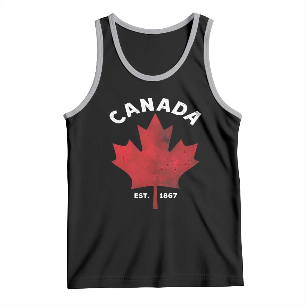 Funny Proud Canadian Canada EST 1867 Tank Top Vintage Maple Leaf - Wonder Print Shop