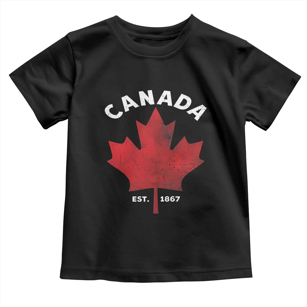 Funny Proud Canadian Canada EST 1867 Toddler T Shirt Vintage Maple Leaf - Wonder Print Shop