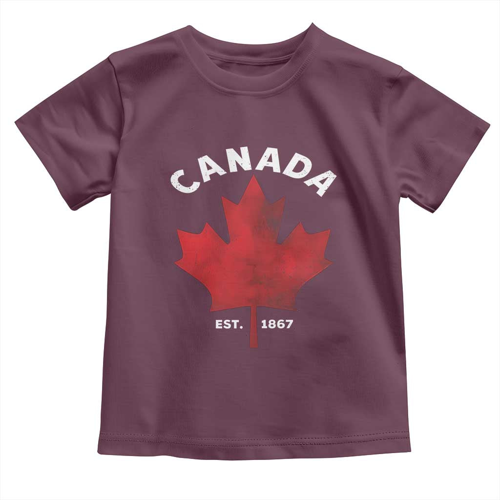 Funny Proud Canadian Canada EST 1867 Toddler T Shirt Vintage Maple Leaf - Wonder Print Shop
