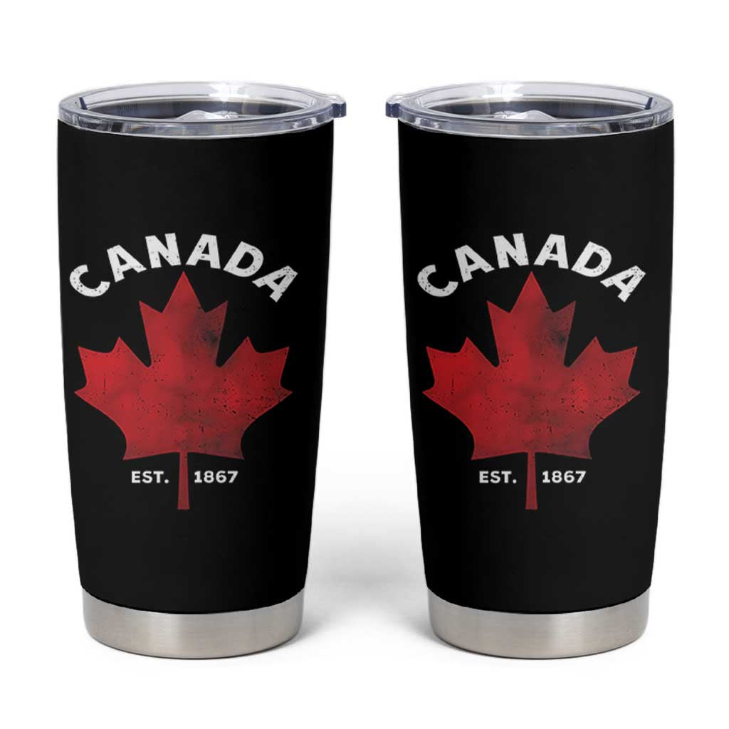 Funny Proud Canadian Canada EST 1867 Tumbler Cup Vintage Maple Leaf - Wonder Print Shop