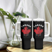 Funny Proud Canadian Canada EST 1867 Tumbler With Handle Vintage Maple Leaf - Wonder Print Shop