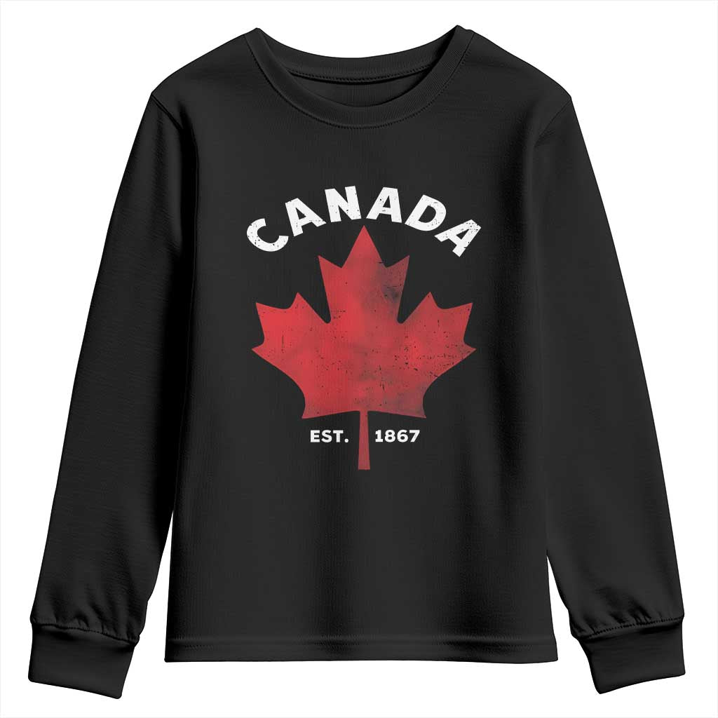 Funny Proud Canadian Canada EST 1867 Youth Sweatshirt Vintage Maple Leaf - Wonder Print Shop