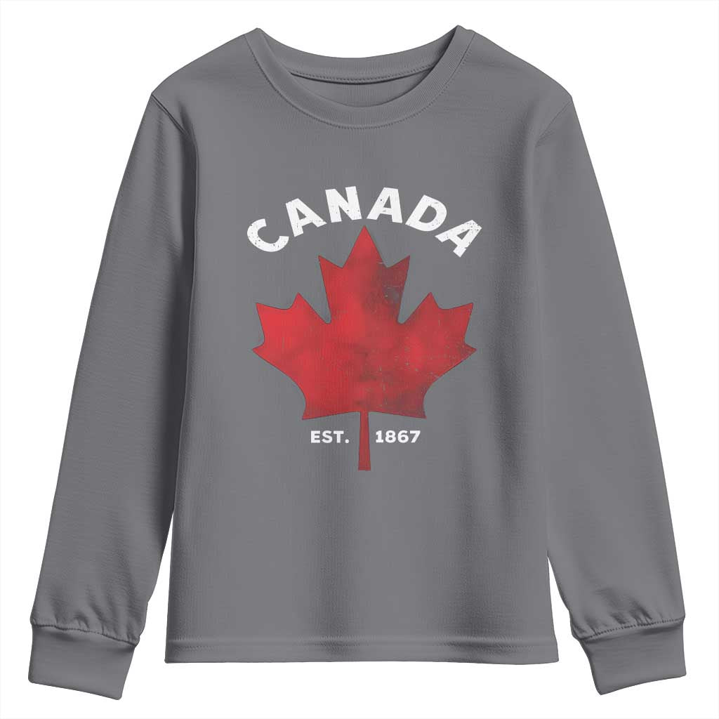 Funny Proud Canadian Canada EST 1867 Youth Sweatshirt Vintage Maple Leaf - Wonder Print Shop