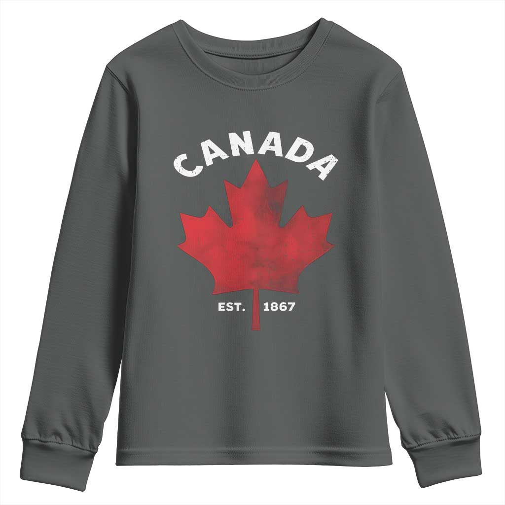 Funny Proud Canadian Canada EST 1867 Youth Sweatshirt Vintage Maple Leaf - Wonder Print Shop