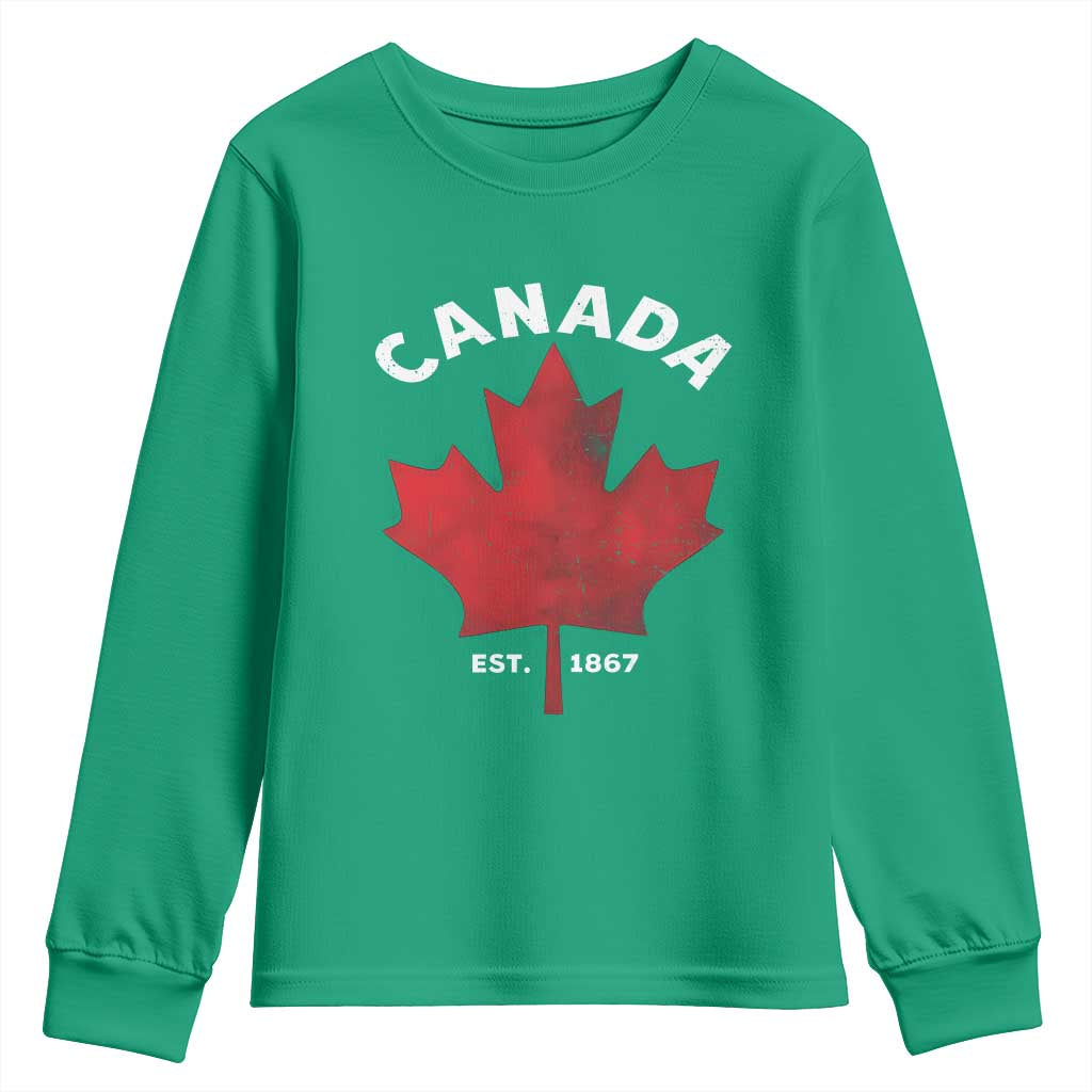 Funny Proud Canadian Canada EST 1867 Youth Sweatshirt Vintage Maple Leaf - Wonder Print Shop