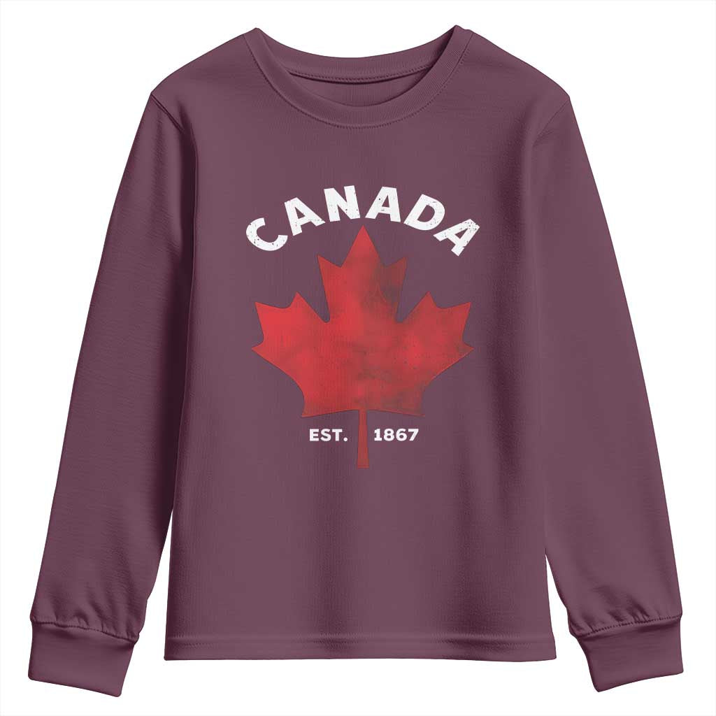 Funny Proud Canadian Canada EST 1867 Youth Sweatshirt Vintage Maple Leaf - Wonder Print Shop