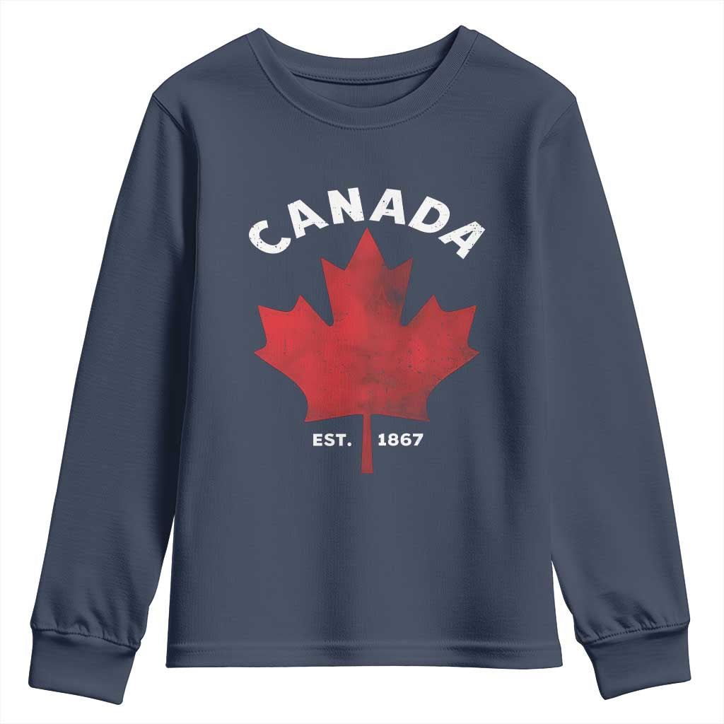 Funny Proud Canadian Canada EST 1867 Youth Sweatshirt Vintage Maple Leaf - Wonder Print Shop