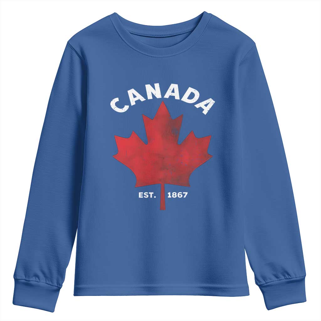 Funny Proud Canadian Canada EST 1867 Youth Sweatshirt Vintage Maple Leaf - Wonder Print Shop