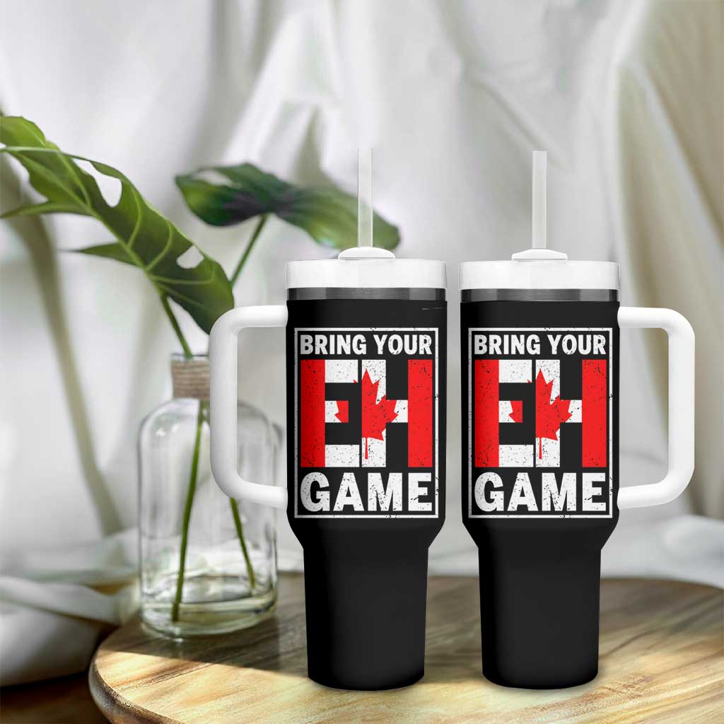 Funny Canada Pride Bring Your Eh Game Tumbler With Handle Canadian Flag - Wonder Print Shop