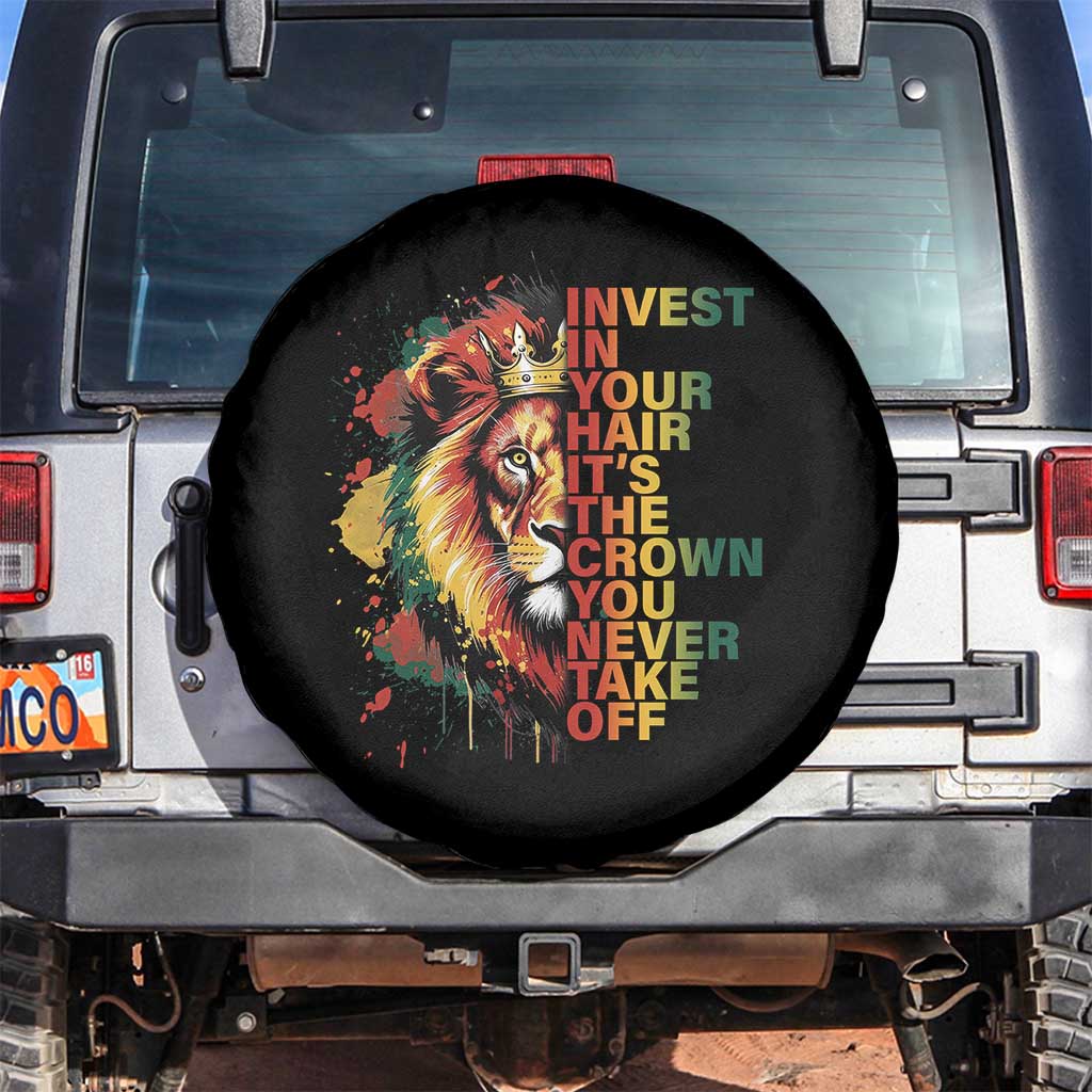 Rasta Lion Spare Tire Cover Invest In Your Hair It's The Crown You Never Take Off Jamaican Pride - Wonder Print Shop