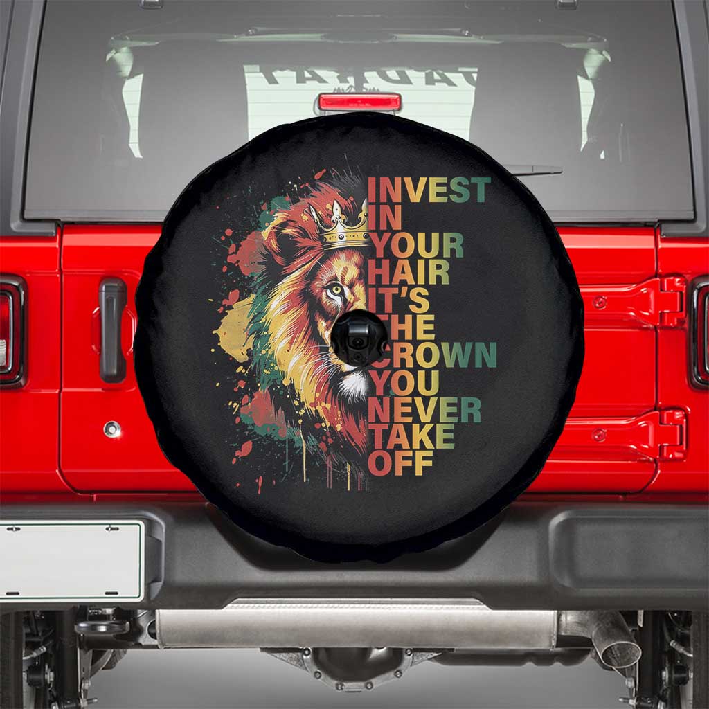 Rasta Lion Spare Tire Cover Invest In Your Hair It's The Crown You Never Take Off Jamaican Pride - Wonder Print Shop