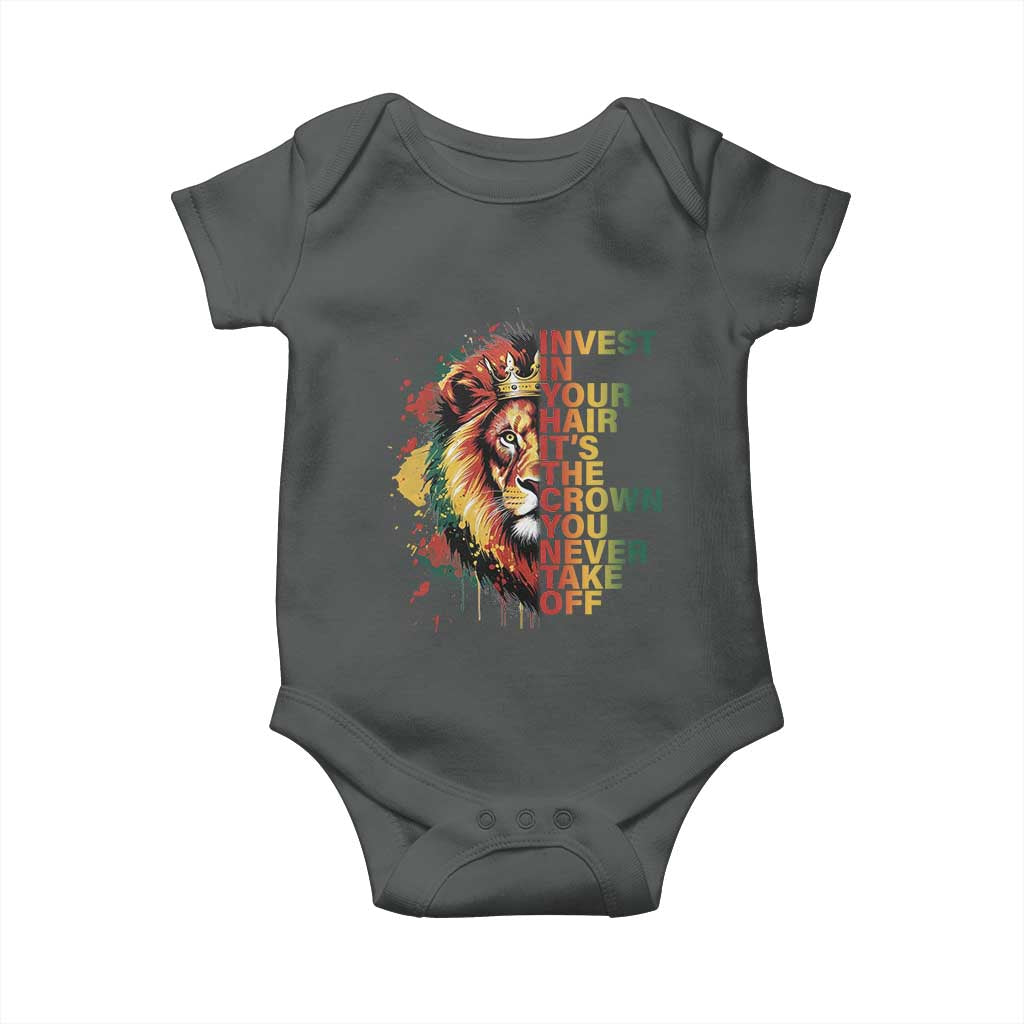 Rasta Lion Baby Onesie Invest In Your Hair It's The Crown You Never Take Off Jamaican Pride - Wonder Print Shop