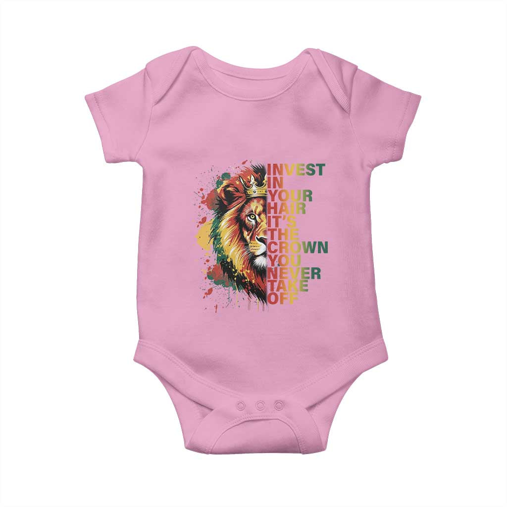 Rasta Lion Baby Onesie Invest In Your Hair It's The Crown You Never Take Off Jamaican Pride - Wonder Print Shop