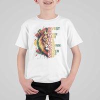 Rasta Lion T Shirt For Kid Invest In Your Hair It's The Crown You Never Take Off Jamaican Pride - Wonder Print Shop
