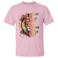 Rasta Lion T Shirt Invest In Your Hair It's The Crown You Never Take Off Jamaican Pride - Wonder Print Shop