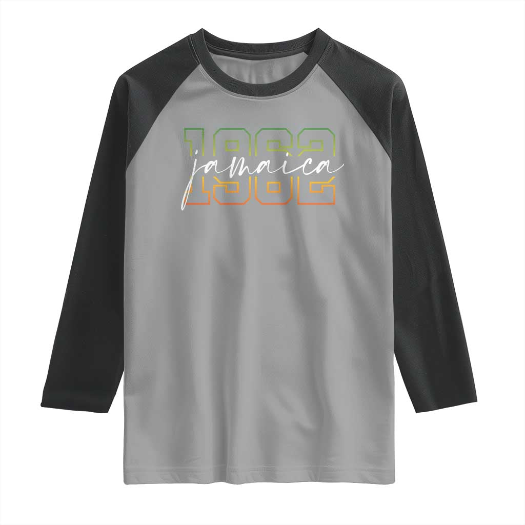Proud Jamaican Raglan Shirt Jamaica 1962 Rasta Flag - Wonder Print Shop