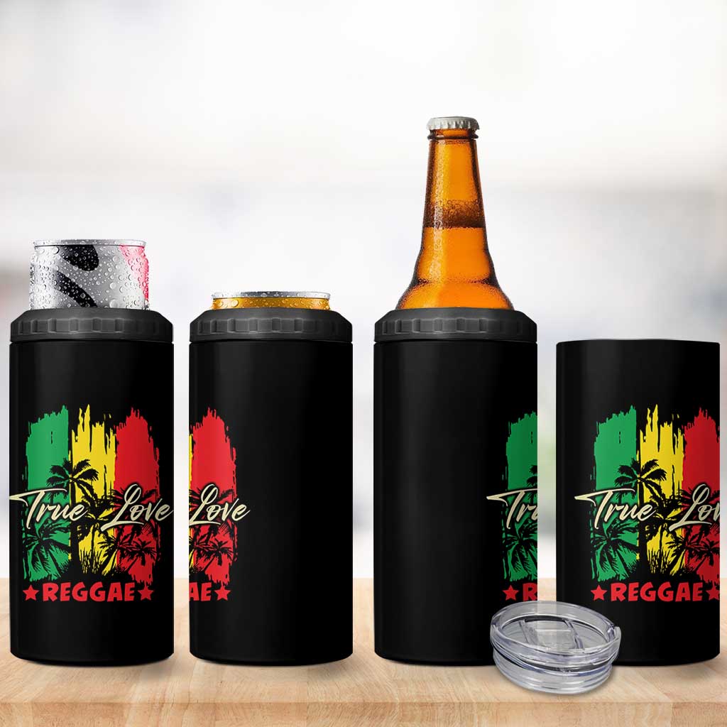 True Love Reggae 4 in 1 Can Cooler Tumbler Jamaican Rasta Music Palm Tree - Wonder Print Shop