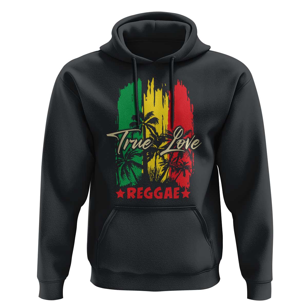 True Love Reggae Hoodie Jamaican Rasta Music Palm Tree - Wonder Print Shop