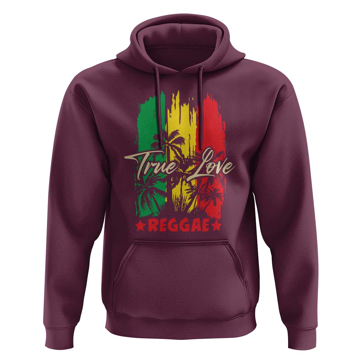 True Love Reggae Hoodie Jamaican Rasta Music Palm Tree - Wonder Print Shop