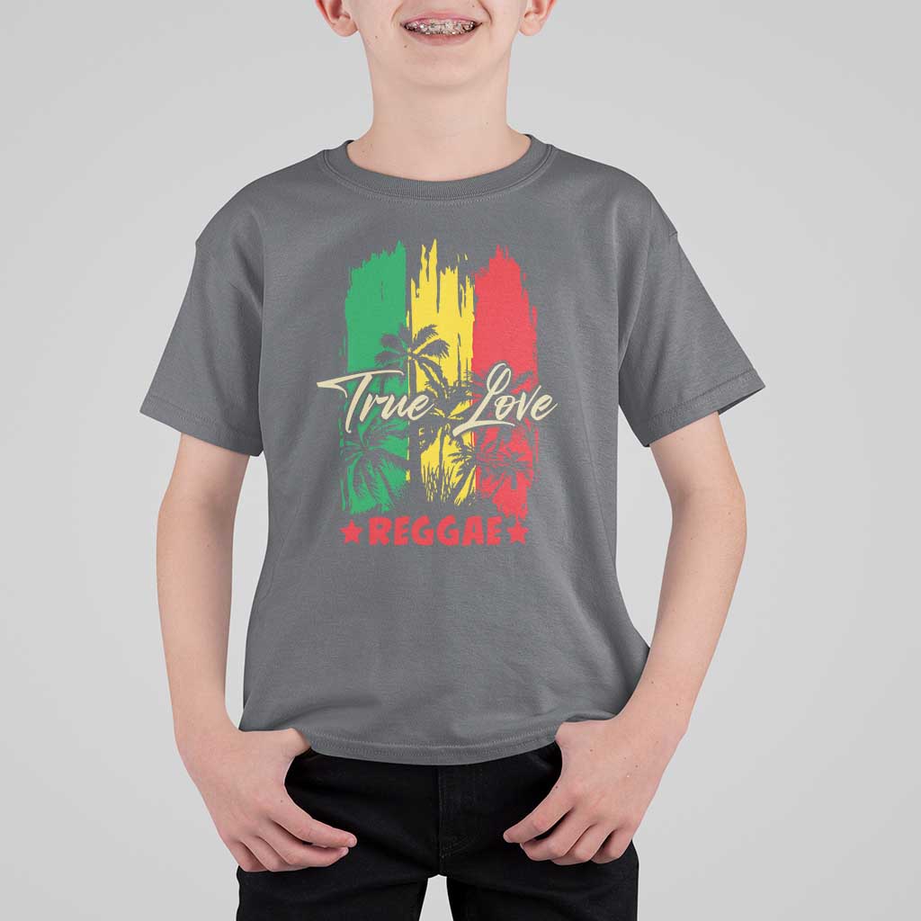 True Love Reggae T Shirt For Kid Jamaican Rasta Music Palm Tree - Wonder Print Shop