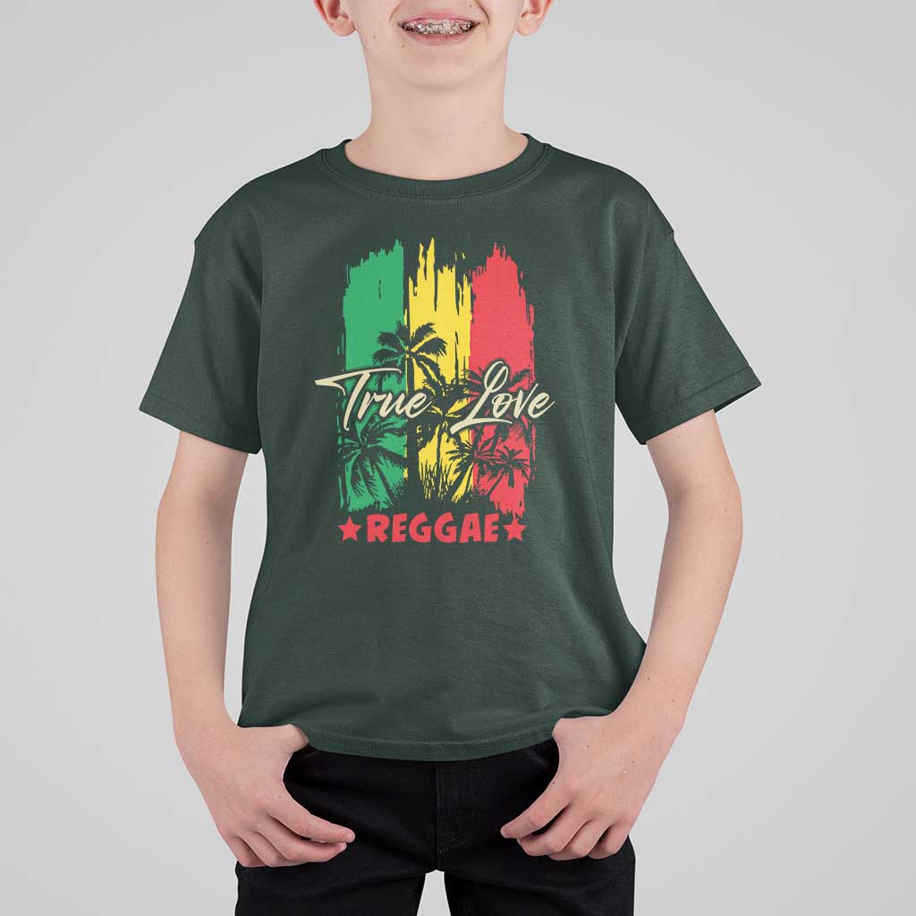 True Love Reggae T Shirt For Kid Jamaican Rasta Music Palm Tree - Wonder Print Shop